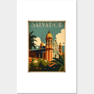 Salvador Brazil Vintage Travel Art Poster Posters and Art